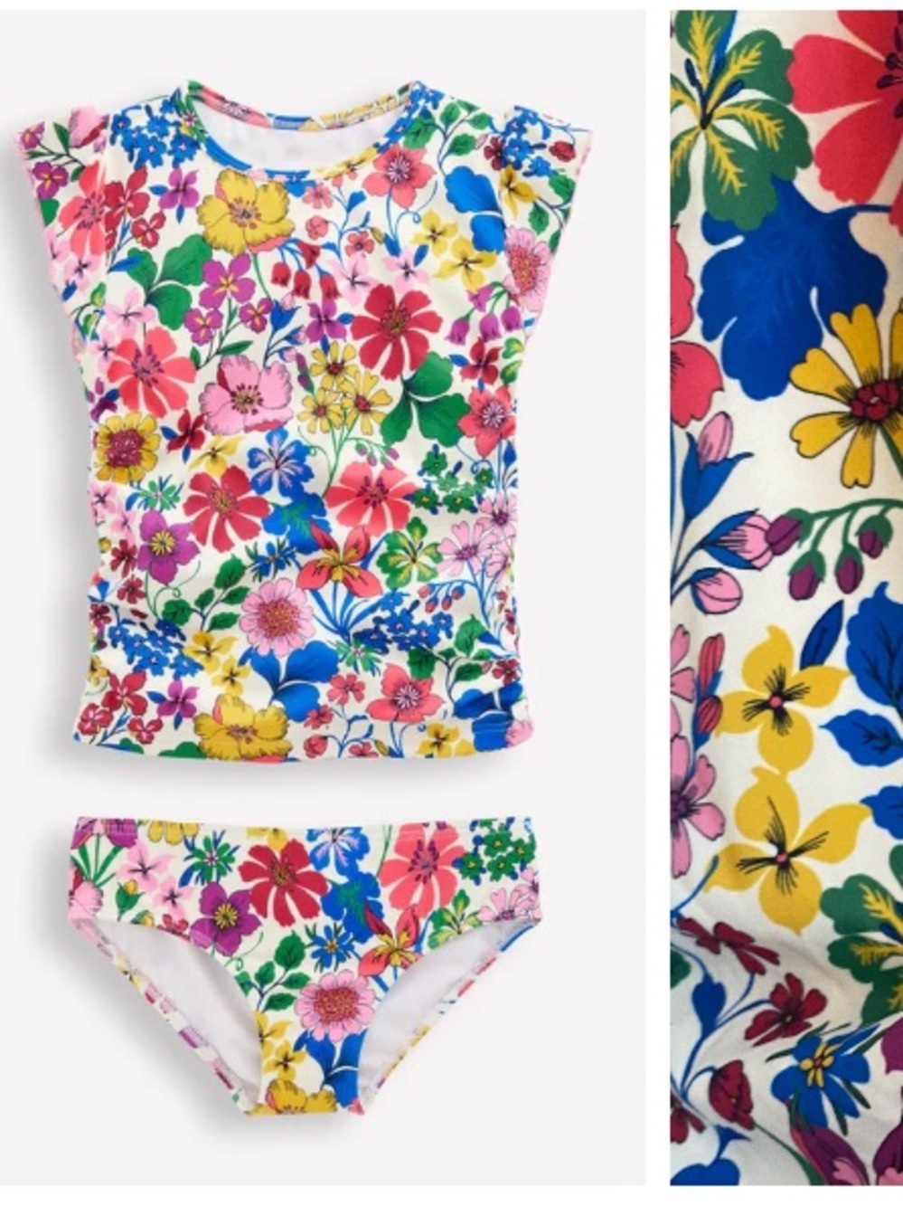 Mini Boden Ruched Tankini Set Multi Rainbow Floral Print 8